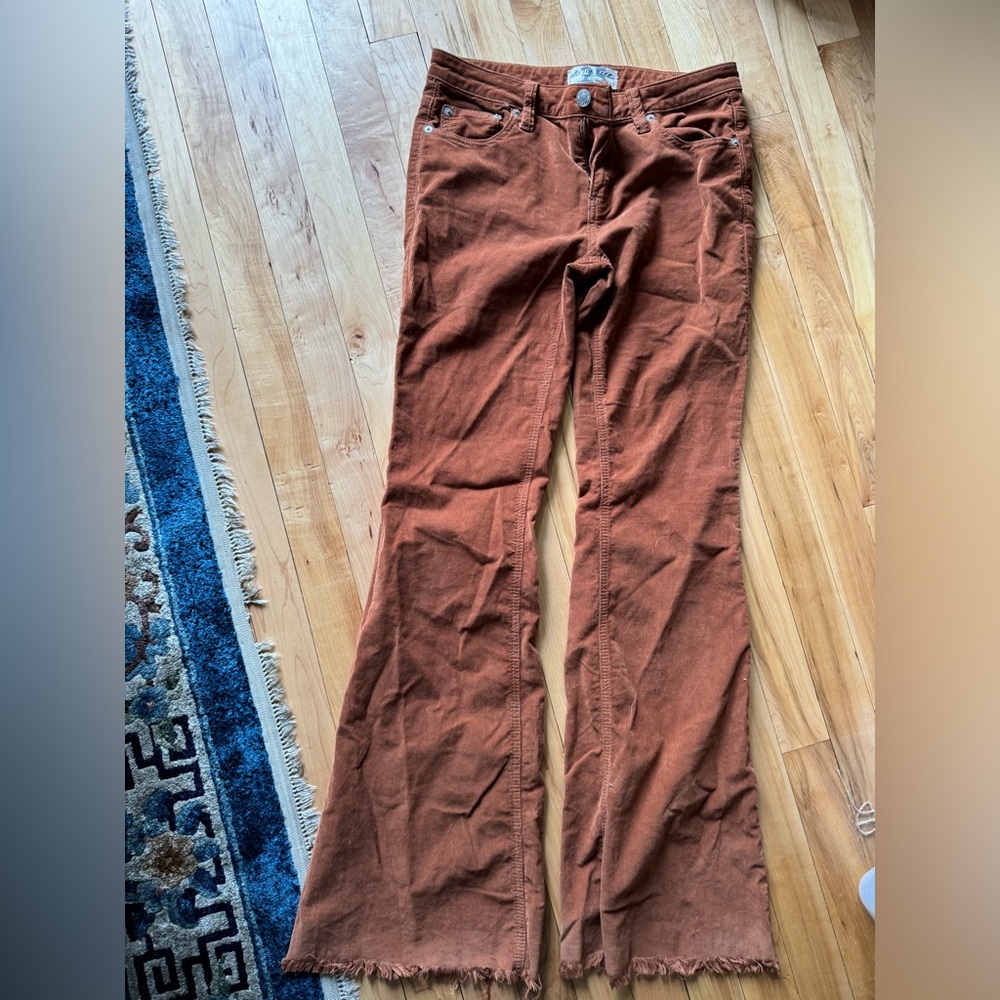 Free People Rust Mid Rise Flare Pants